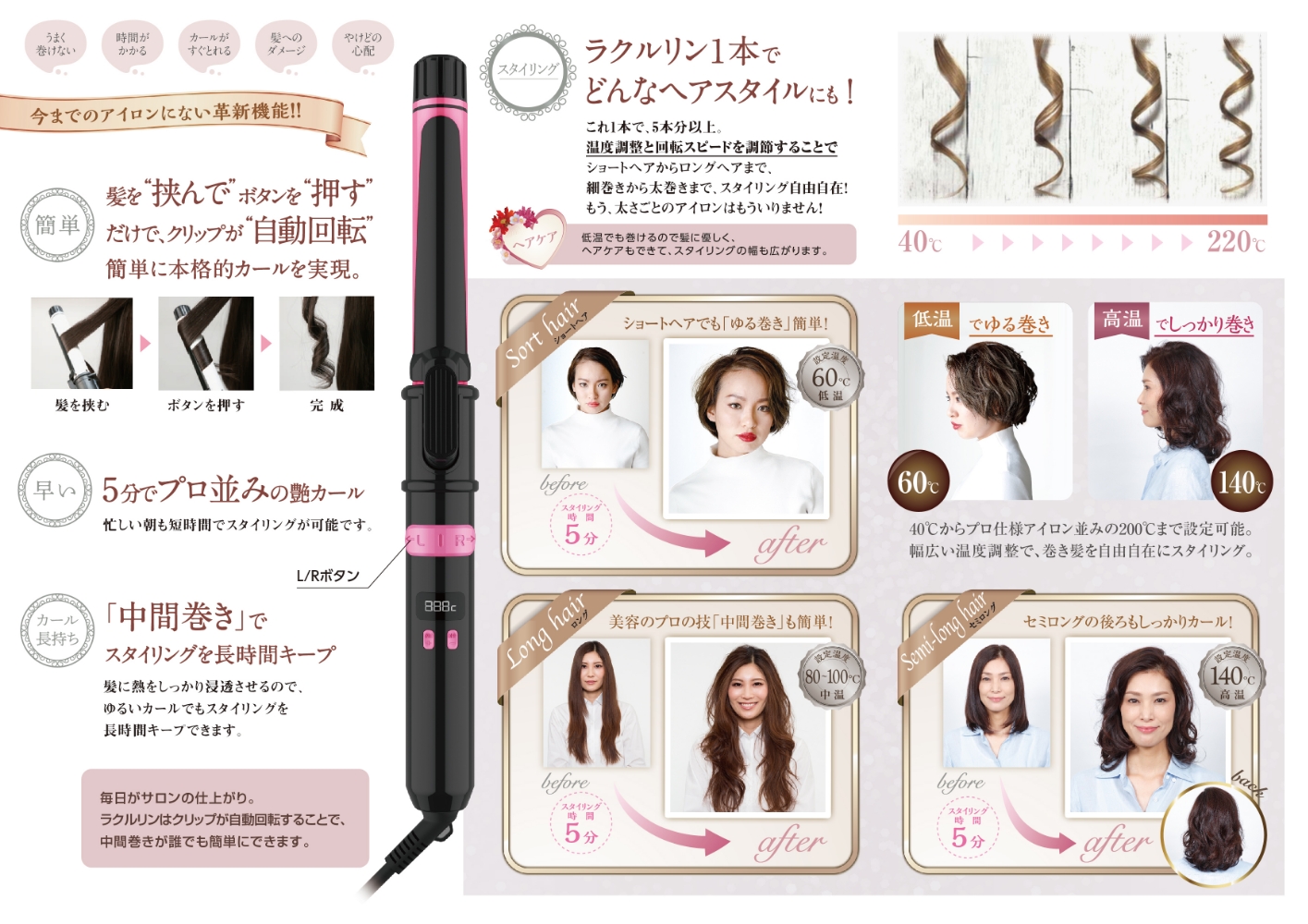 ヘアアイロン商品紹介リーフレット中面